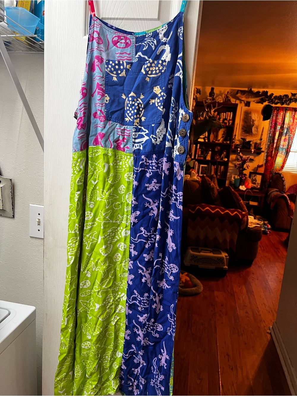 Colorblock Bohemian Maxi dress– Blue, Lime & Pink Patchwork